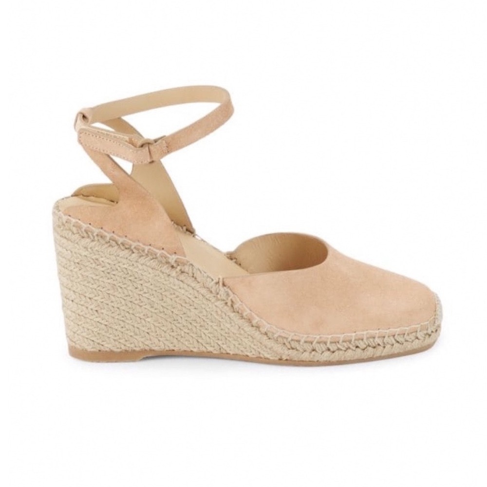Vince Suede Espadrille Wedge Sandals Floor Model Square Toe Made in Spain  9M